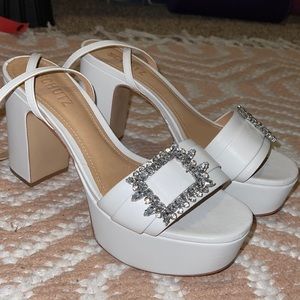 White platform SCHUTZ heels size 8B.